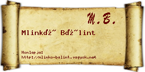 Mlinkó Bálint névjegykártya