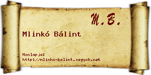Mlinkó Bálint névjegykártya