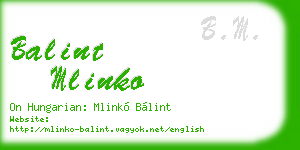 balint mlinko business card