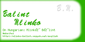 balint mlinko business card